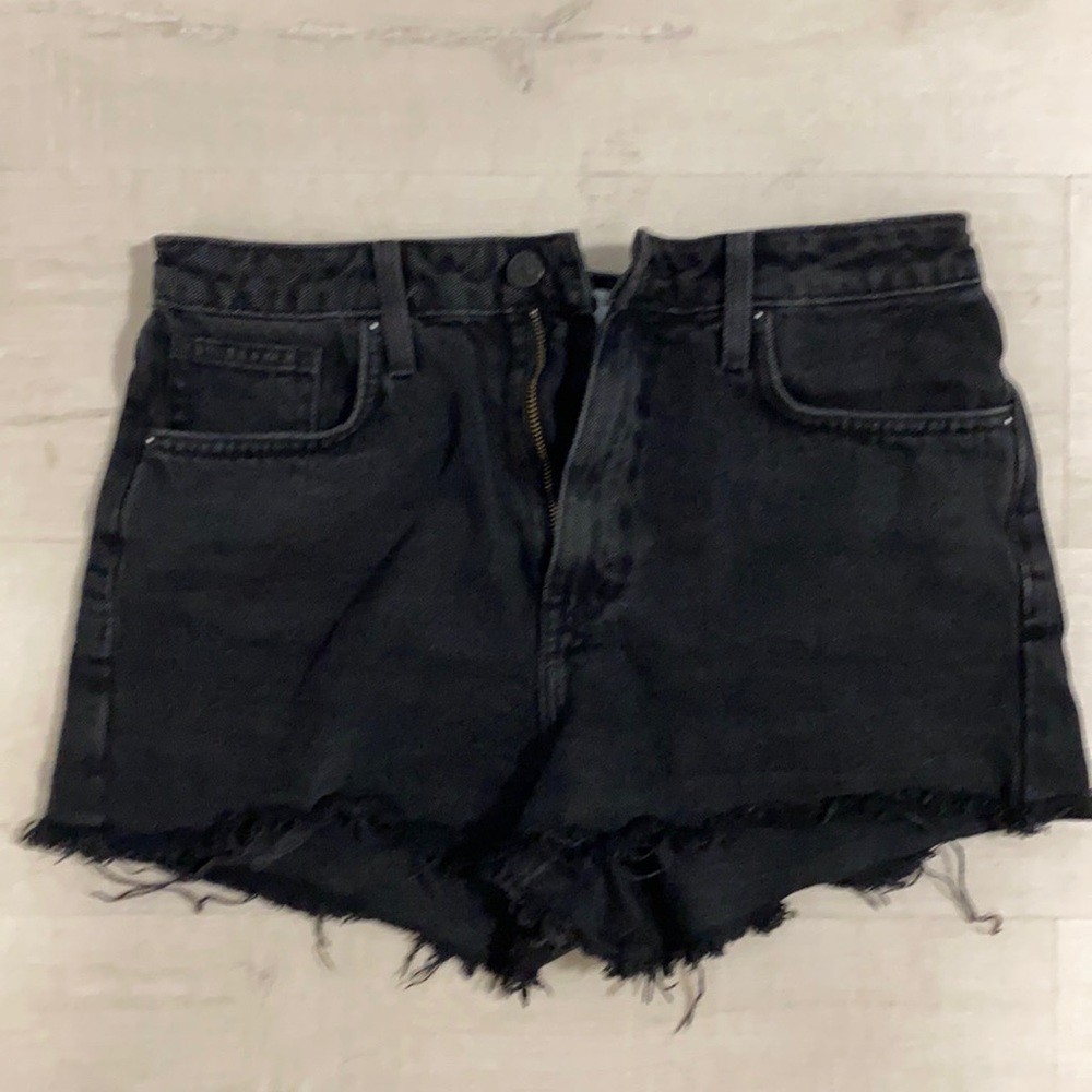 Black denim shorts